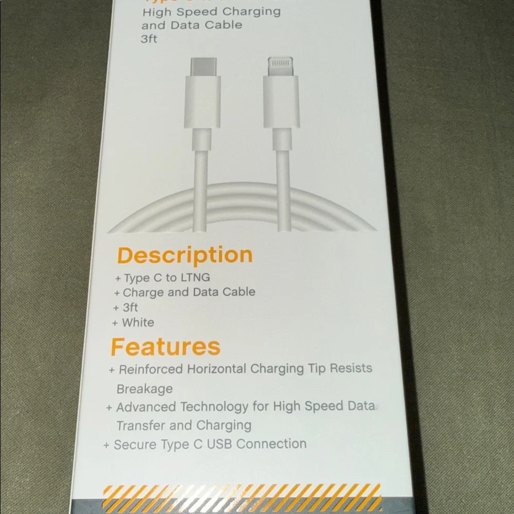 White Type C to Lightning Charging Cable for Apple - NIB